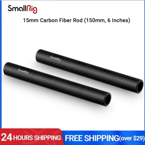 SmallRig 6 inch Long 15mm Carbon Fiber Rod for 15 mm Rod Support System (non-Thread) 2 pcs Pack -1872