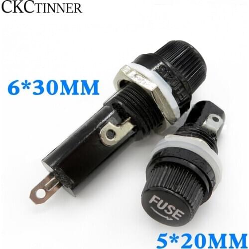 5pcs 5*20mm 6*30mm glass fuse holders 5x20 6x30 10A 250V insurance tube socket for insurance Panel Mount Fuse Holder