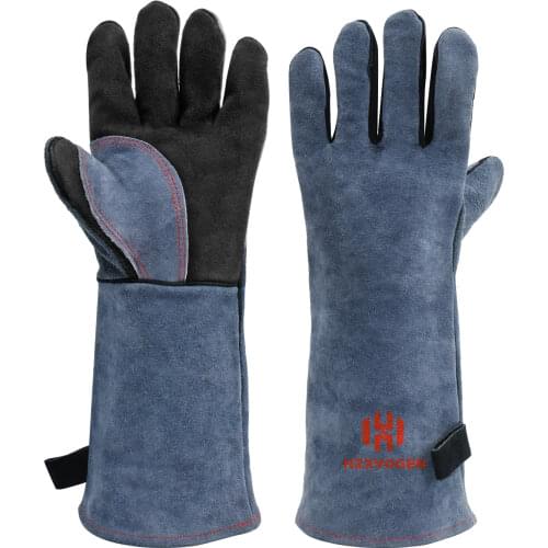 Welding Gloves For Welder works with Blue Palm Welders Thick Cow Split Leather Kitchen Stove Heat Puncture Resistant BBQ Glove