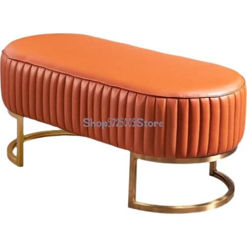 European style bed end stool modern light luxury iron leather sofa hallway shoe changing stool bedroom bed end bench rest stool