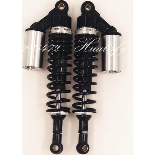 Universal One Pair 360mm/14" Motorcycle Rear Air Shock Absorber 7mm spring for honda yamaha suzuki kawasaki Black+silver