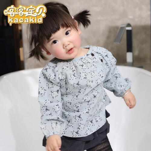 KACAKID Official Store Spring Sweet Baby Girls Blouse Cute Flower Pattern Baby Girls Blouse Korean Style Baby Girl Blouse Ka3378