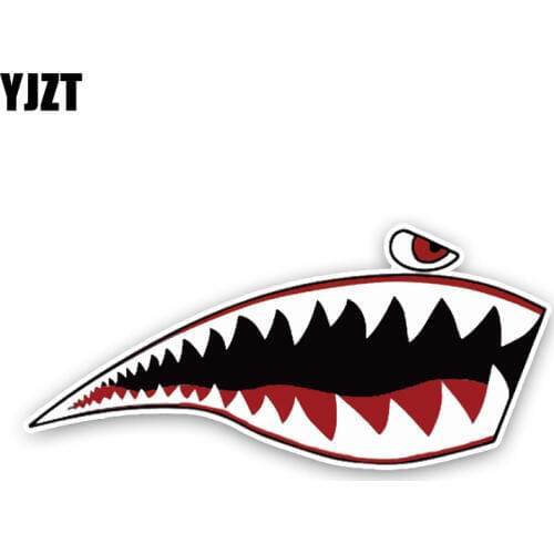 YJZT 14.8CM6.8CM Lovely Sharks The Mouth Cartoon Colored PVC High Quality Car Sticker Decoration Graphic C1-5315