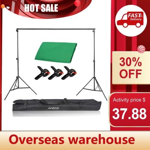 CZ Andoer 2*3m Photography Green Screen Backdrop Background Washable Polyester-Cotton Fabric 2*3m Backdrop Stand Bracket+3*Clamp
