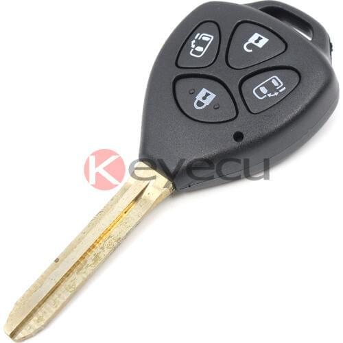 KEYECUKEYECU REPLACEMENT 4 Button Remote Key Shell Case Fob +Uncut Blank Blade TOY43 for Toyota Avensis Camry Echo Yaris Prado