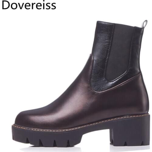 Dovereiss Fashion Womens Shoes Winter Flat shoes sexy brown Zipper blue Short boot Elegant sexy Concise Mature 43