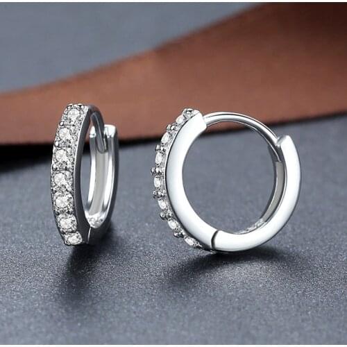 Women Earrings Cubic Zirconia Hoops Earringsfor Female Trendy Gold Huggie Clip on Earrings Earcuff Crystal Jewelry