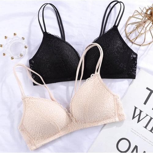 Sexy Hollow Out Lace Deep U Low Cut Push Up Bra Intimates Bralette Women Summer Thin Shoulder Strap Cross Beauty Back Bras