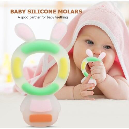 1pc Silicone Teether Animal Shape Baby Teether Food Grade Ring Teething Toys Ring Pendant Oral Care Toy Gift Nursing Accessories
