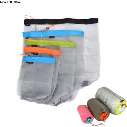 1 Pcs Ultra Light Mesh Stuff Sack Storage Bag Travel Camping Hiking Drawstring Bag Picnic Bags