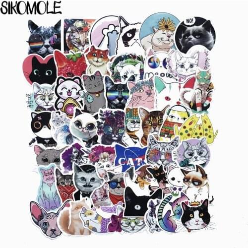 50pcs Cute Cat Style Cartoon Kitten Stickers For Computer Phone Laptop Skateboard Fridge Bicycle Pvc Waterproof Decal Sticker F4