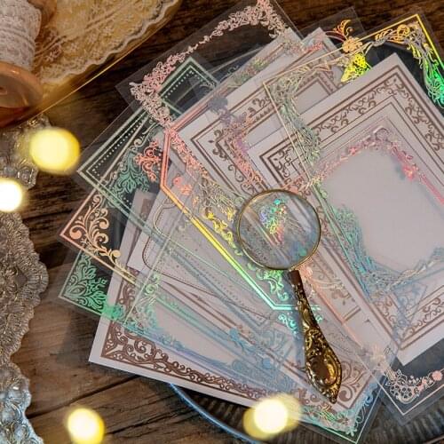 10 Pcs Bronzing Vintage Frame Material Background Junk Journal Diary Planner Scrapbooking Decorative Diy Craft Paper