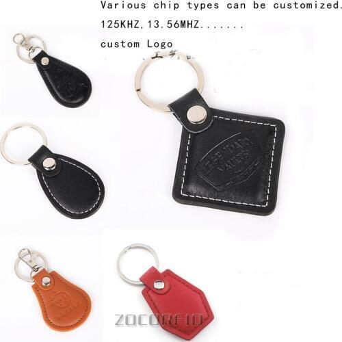100pcs/lot leather 13.56MHz S50 Key Fobs NFC Tag RFID Card For Access Control System Keyfobs