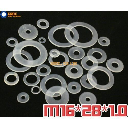 200 Pieces M16 x 28 x 1.0mm Soft Nylon Flat Washer Insulation Washer