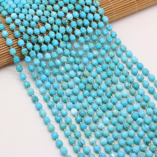 2021 Natural Stone Faceted Beaded Blue Turquoises Loose Stone Beads for Women Making DIY Necklace Accessories Gift 6mm