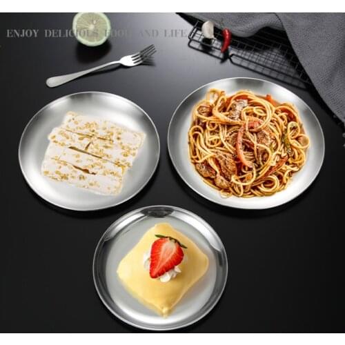 304 stainless steel plate Western Restaurant steak plate high-end sanding material polished surface plate dinner plate sets