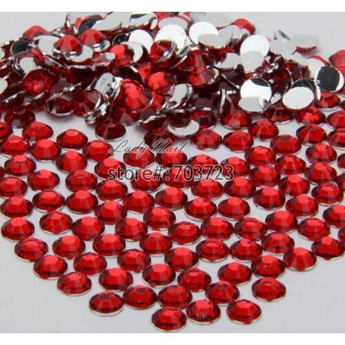 400 pcs 2mm - 6mm Mix Size Red Resin Acrylic Round Rhinestone Flatback Crystal Rhinestones Nail Art Decoration N05