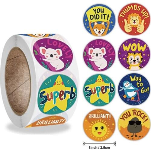 500pcs Teacher Reward Stickers Encouragement Spanish Espanol Sticker In 8 Animal Designs for Teachers Classroom Use Toys Sticker