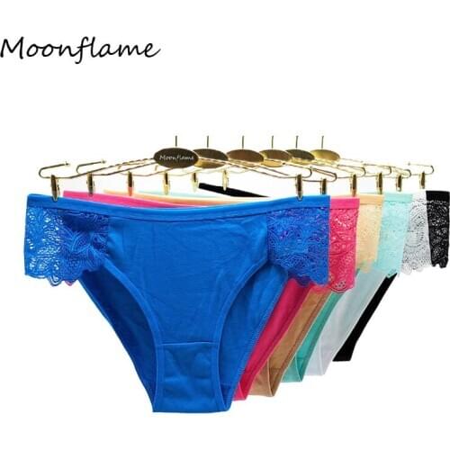 5 Pcs/lots New Arrival 2021 Comfort Low Rise Sexy Lace Cotton Women Panties M L XL 89309