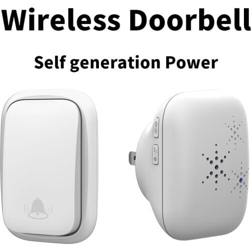 No Battery Required Self-Powered Waterproof Wireless Home Doorbell 100M Remote Control US EU UK Plug Dingdong Bell Elderly Pager