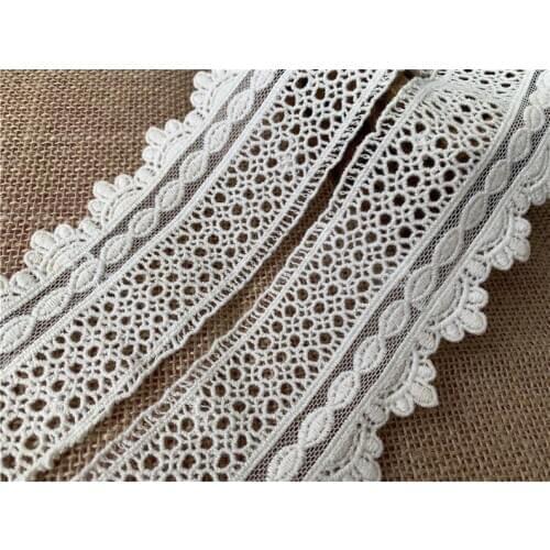 Beige Lace Trim, Cotton Lace Fabric Trim, Embroidery Lace With Eyelet, Antique Lace Trim By The Yard 1.9 Inches Wide
