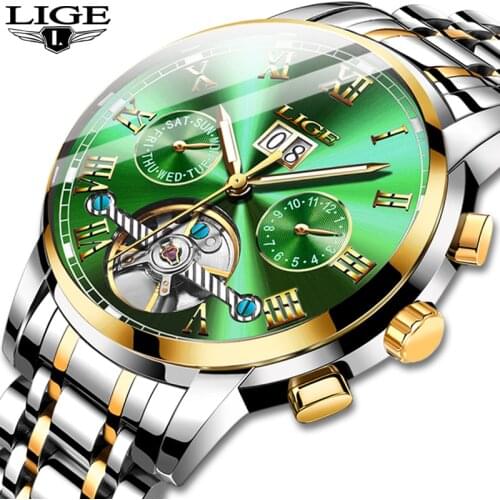 2020 LIGE Automatic Mechanical Mens Watches Top Brand Luxury Watch Men Tourbillon All Steel Waterproof Clock Relogio Masculino