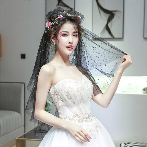 Sequined Black Tiered Wedding Veil 2020 Fashion Party Bridal Accessories