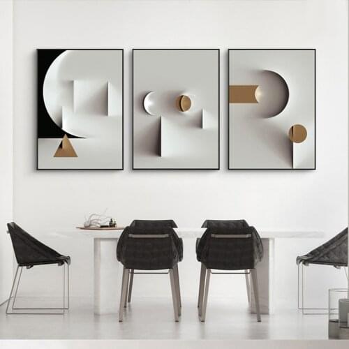 Black and White Abstract Geometric Canvas Painting Wall Art Poster and Prints Nordic Modern Picture Wall Living Room Home Decor
