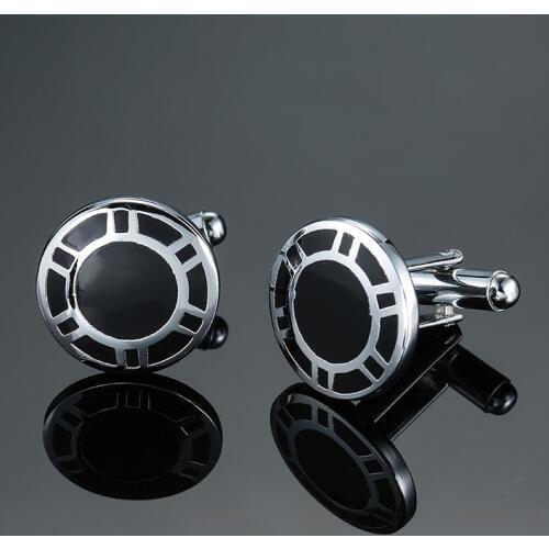 Black circular Cufflinks glazed process Style Mens business shirts, clothing accessories, free delivery