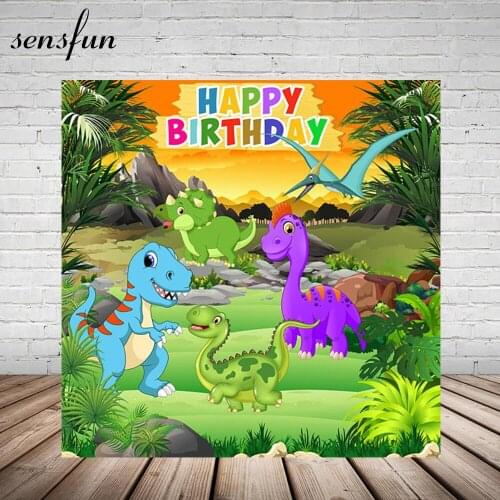 Cartoon Dinosaur Party Backdrop Children Birthday Party Boys Backgrounds For Photo Studio Custom Vinyl