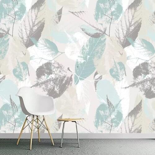 Drop Shipping Custom 3D Wallpaper Roll Nordic Modern Leaves Leaf Petals 3D TV Wall Non-woven Waterproof Wall Covering Mural