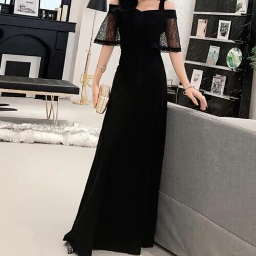 Elegant Evening Dress Off Shoulder Short Sleeve Caped Long Dress Short Sleeve Floor Length Prom Party Dress Robe Longue Soirée