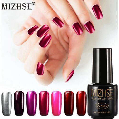 MIZHSE Titanium Red Gel Varnish Mirror Metal Bright Rose Red Mirror Nail Glue Gel polish UV Gel Nail Lacquer Red Metal Titanium