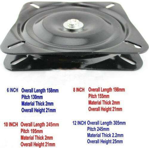 HQ SS 10Inch(250MM) Black Lacquer Baked and Full Solid Steel Ball Bearing Square Swivel Plate Chair Swivel Turntable