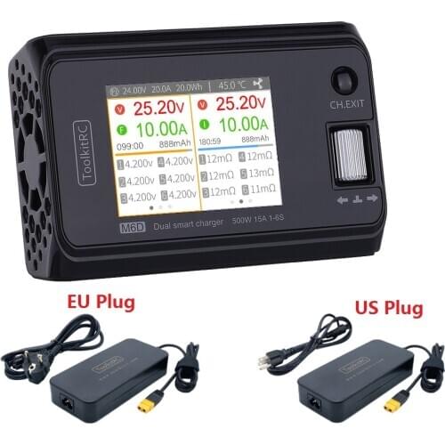 ToolkitRC M6D Servo Tester Tool 180w Power Adapt 10A DC Output 1-6s Color Screen Multi-function Charger And Diagnostics