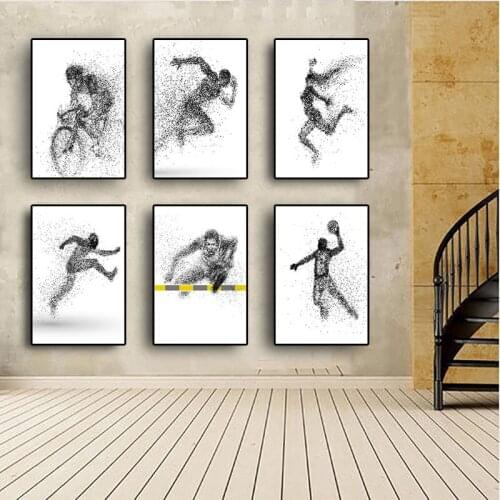 Black and White Basketball Canvas Painting Posters and Prints Nordic Abstract Sport Man ScandinaviaWall Picture for Living Room
