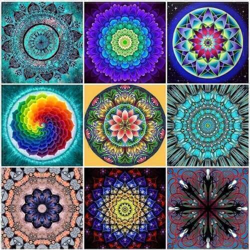 Canvas Size Diamond Painting Kit Mandala Diamond Embroidery Cross Stitch Flower Full Square Rhinestones Pictures Home Decoration