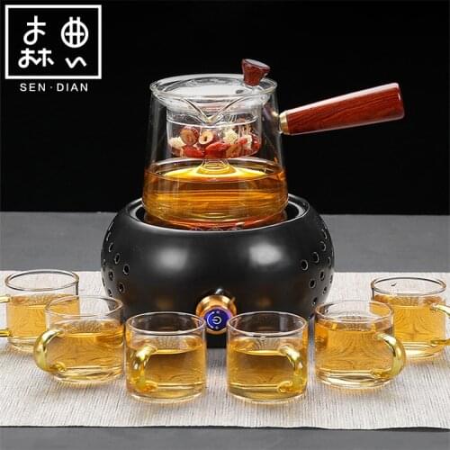 SENDIAN Chinese Glass Teapot High Temperature Resistant Kettle With 2 Inner Tanks 2021 New Hot Office Kitchen Tea Accessories