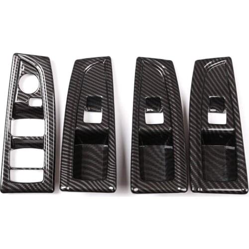 Carbon Fiber Car Window Lift Switch Button Cover Trim 4pcs For BMW 2 Series F45 F46 218i 2015-2018