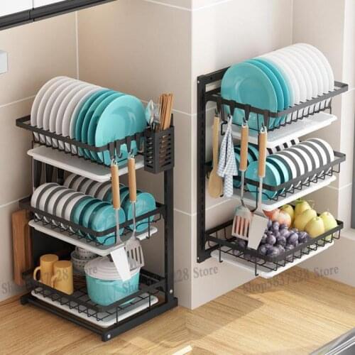 Stainless Steel Kitchen Shelf, Black, Non Perforated, Wall Hanging, Dish Drying And Draining Shelf, Floor To Floor