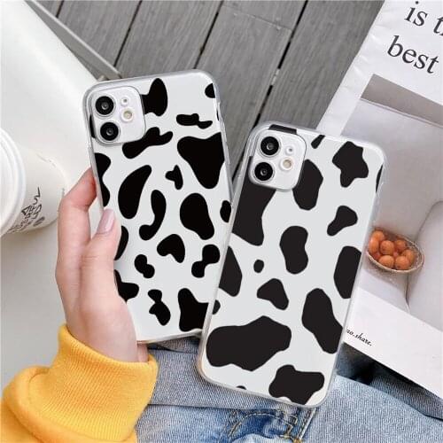 White Black Cow Symbol Pattern Print Phone Case For iPhone 11 Pro XS MAX XR X 7 8 6Plus SE 2020 Candy Soft Silicone case