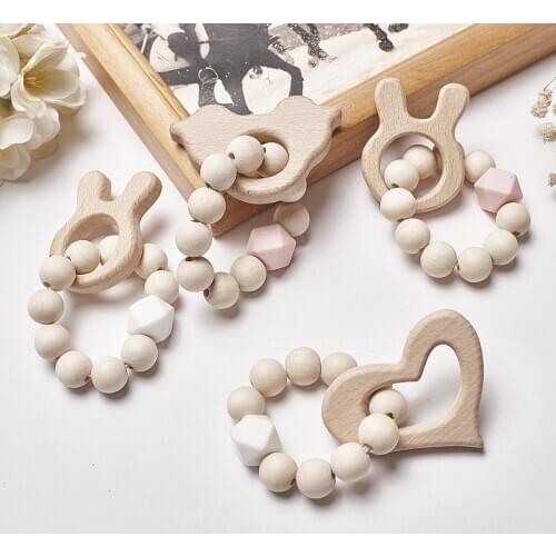 New Nordic Style Wooden Beads Garland Nursery Tent Props Kids Room Decor Cartoon Animals Shape Wall Hanging Pendant Ornaments