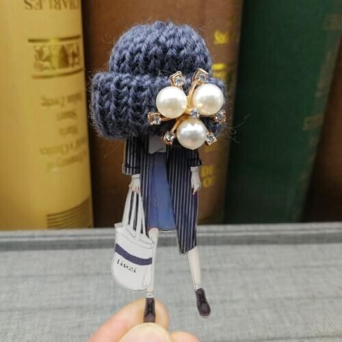 New Cute Handmade Brooches Fashion Beauty Rhinestone Acrylic Brooch Badge Pin T-shirt Cap Scarf Clothes Accessories Girls Gifts