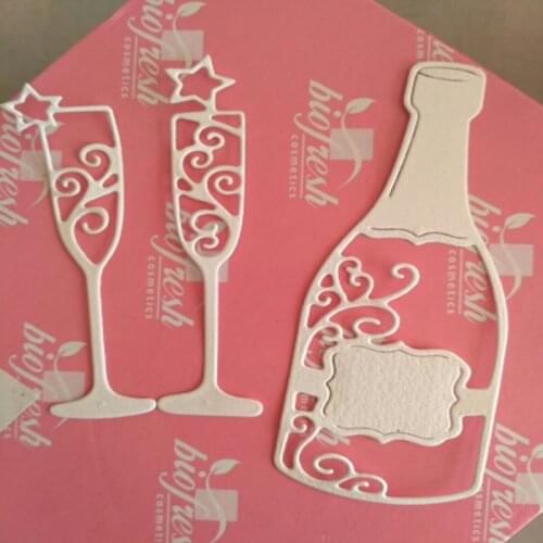 New Wine Bottle and Cup Carbon Steel Cutting Dies Craft Creative Scrapbook Stamps Dies Embossing Paper 104x38mm 81x23mm
