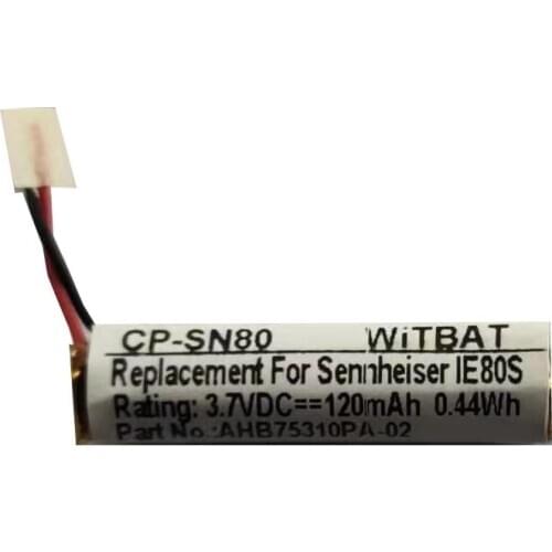 New 3.7V 120mAh Li-Polymer Battery Suitable for Sennheiser IE80S headset battery Rechargeable Replacement AHB75310PA-02