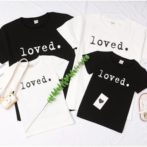 Family Matching T Shirt Loved Letter Print Family Clothing Cotton Father and Son T Shirt Mother and Daughter Outfits Tops