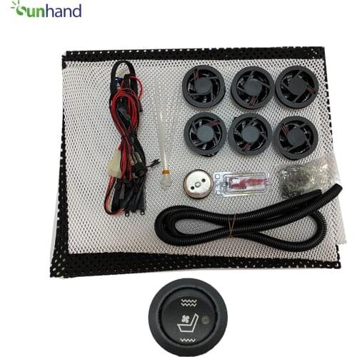 Car seat cover cooling car seat ventilation system with 6 fans/seat, Universal Round Switch (Black fans)
