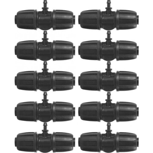 10Pcs Garden Connector 16mm to 4/7 Garden Lock Barbed Tee Connector for PE Hose Garden Irrigation
