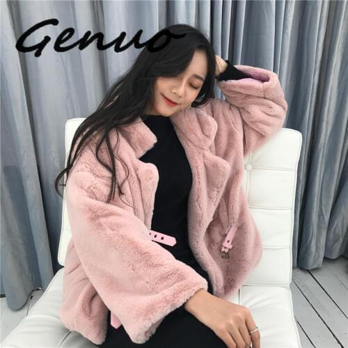 Autumn Chic 2019 Faux Fur Coats Long Sleeve Thicken Warm Winter Jackets Overcoats Women Adjustable Waist Cardigans Outerwears
