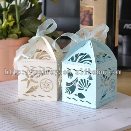 Personalized wedding favors beach wedding ! laser cut party decorations beach sea shell favor box